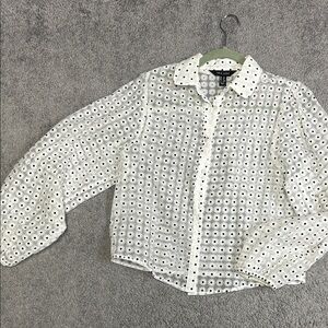 New look sheer white daisy blouse